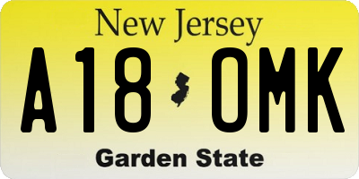 NJ license plate A18OMK
