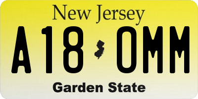 NJ license plate A18OMM