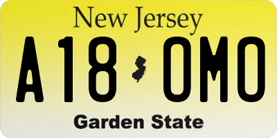 NJ license plate A18OMO