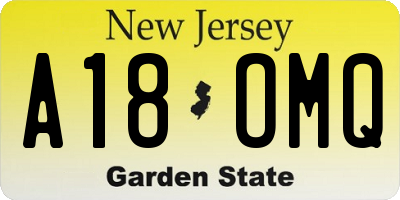NJ license plate A18OMQ