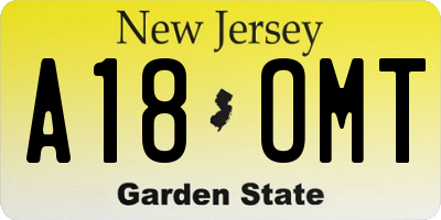NJ license plate A18OMT