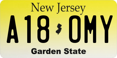 NJ license plate A18OMY