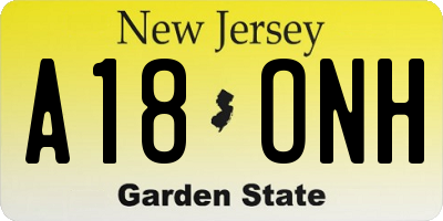 NJ license plate A18ONH
