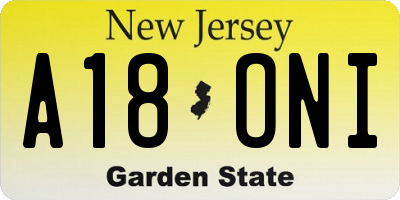 NJ license plate A18ONI
