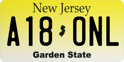 NJ license plate A18ONL