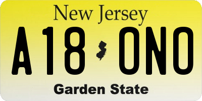 NJ license plate A18ONO