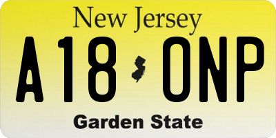 NJ license plate A18ONP