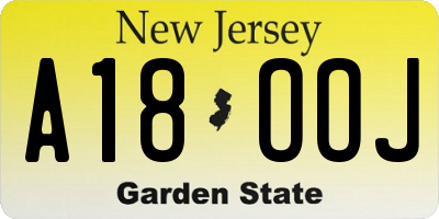 NJ license plate A18OOJ