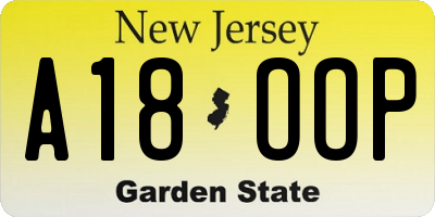 NJ license plate A18OOP