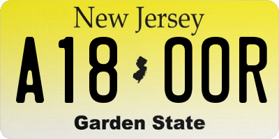 NJ license plate A18OOR