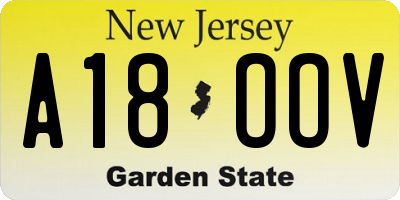 NJ license plate A18OOV