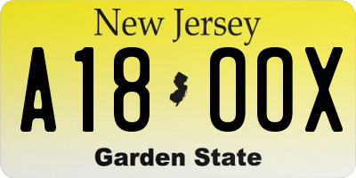 NJ license plate A18OOX