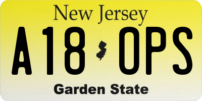 NJ license plate A18OPS