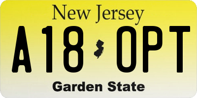 NJ license plate A18OPT