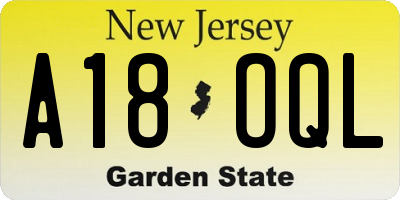 NJ license plate A18OQL