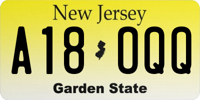 NJ license plate A18OQQ