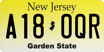 NJ license plate A18OQR