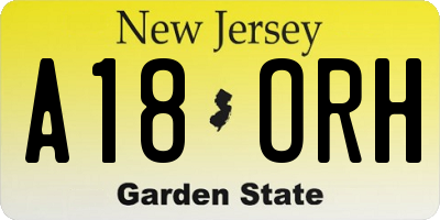 NJ license plate A18ORH
