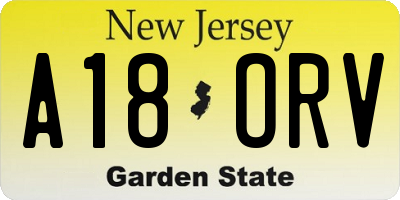 NJ license plate A18ORV