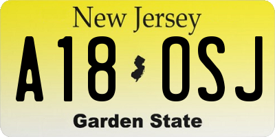 NJ license plate A18OSJ