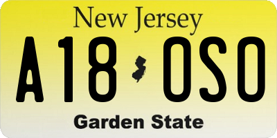 NJ license plate A18OSO