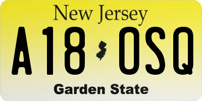 NJ license plate A18OSQ