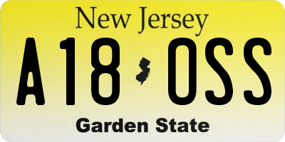 NJ license plate A18OSS
