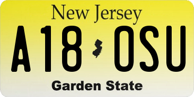 NJ license plate A18OSU