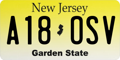 NJ license plate A18OSV