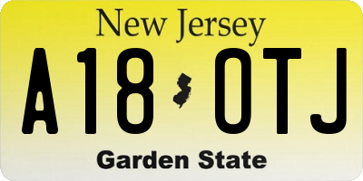 NJ license plate A18OTJ