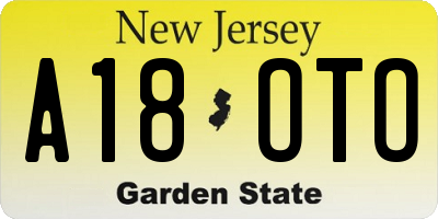 NJ license plate A18OTO