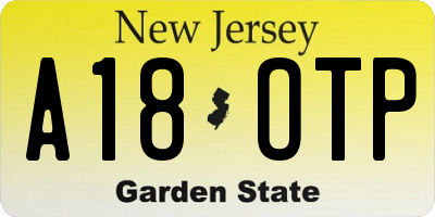 NJ license plate A18OTP