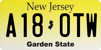 NJ license plate A18OTW
