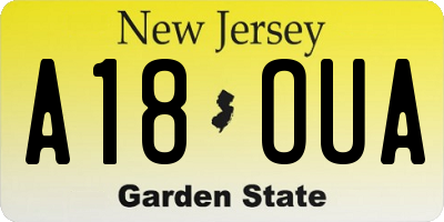 NJ license plate A18OUA