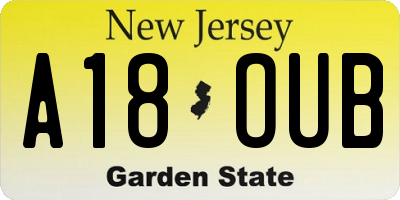 NJ license plate A18OUB