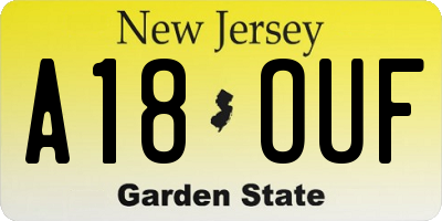 NJ license plate A18OUF
