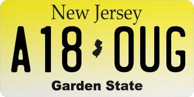 NJ license plate A18OUG