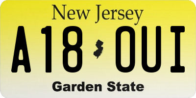 NJ license plate A18OUI