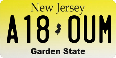 NJ license plate A18OUM