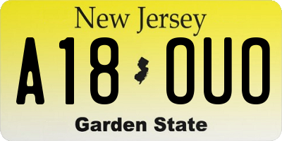 NJ license plate A18OUO