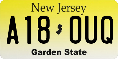 NJ license plate A18OUQ