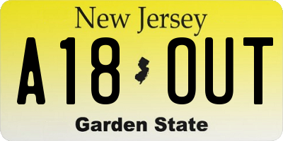 NJ license plate A18OUT