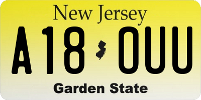 NJ license plate A18OUU