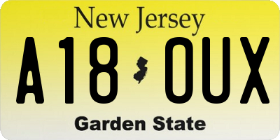 NJ license plate A18OUX