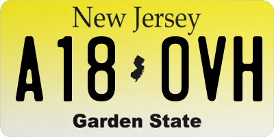 NJ license plate A18OVH