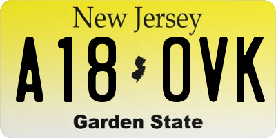 NJ license plate A18OVK