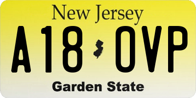 NJ license plate A18OVP