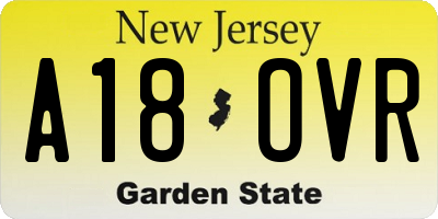 NJ license plate A18OVR