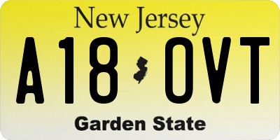 NJ license plate A18OVT