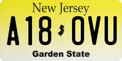 NJ license plate A18OVU